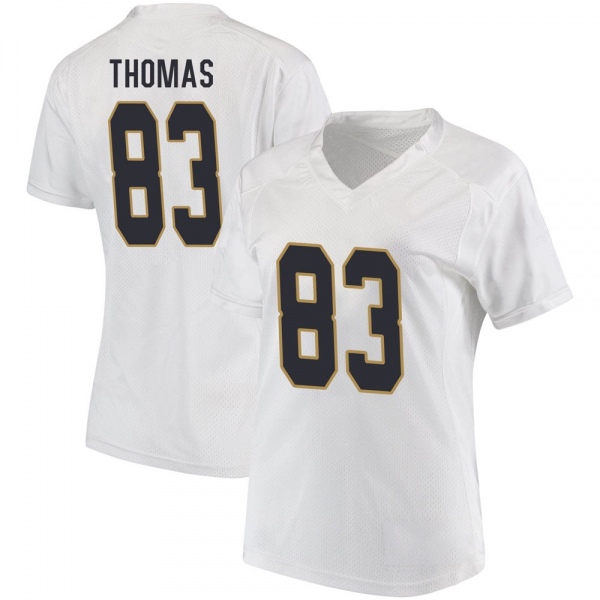 Jayden Thomas Notre Dame Fighting Irish NCAA Women's #83 White Replica College Stitched Football Jersey FHL4355SK